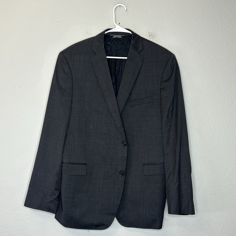 Saks Fifth Avenue Suit Jacket Blazer 46R 46 Regular Trim Fit Charcoal Gray Wool